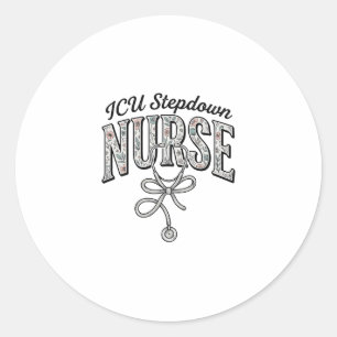 ICU Stepdown-Krankenschwester Vintage-Blumen-Steth Runder Aufkleber