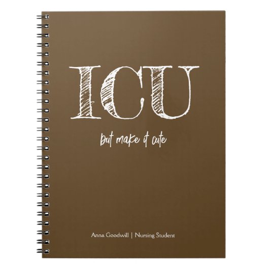ICU Trendy minimalist Choco-Braun Nursing Student Notizblock (Vorderseite)