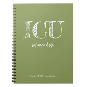 ICU Trendy Minimalist Moosgrün Nursing Student Notizblock