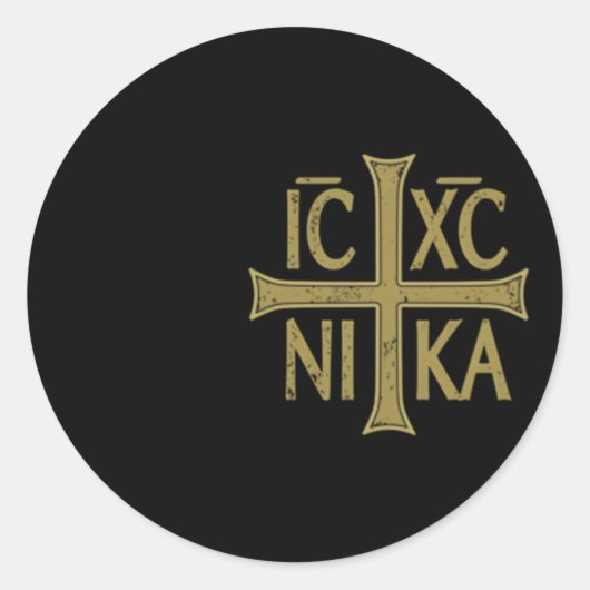 Icxa Nika Christogram Cross Orthodox Christlich Di Runder Aufkleber (Vorderseite)