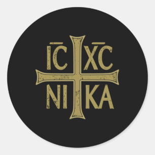 Icxa Nika Christogram Cross Orthodox Christlich Di Runder Aufkleber