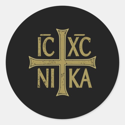 Icxa Nika Christogram Cross Orthodox Christlich Di Runder Aufkleber (Vorderseite)