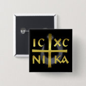 ICXC NIKA Jesus Christus erobert den Nazarenknopf Button (Vorne & Hinten)