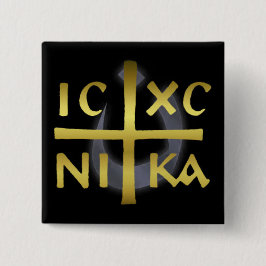 ICXC NIKA Jesus Christus erobert den Nazarenknopf Button