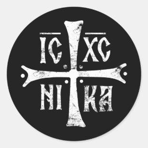 ICXCNIKA Kreuz orthodoxe Religion Christentum Symb Runder Aufkleber