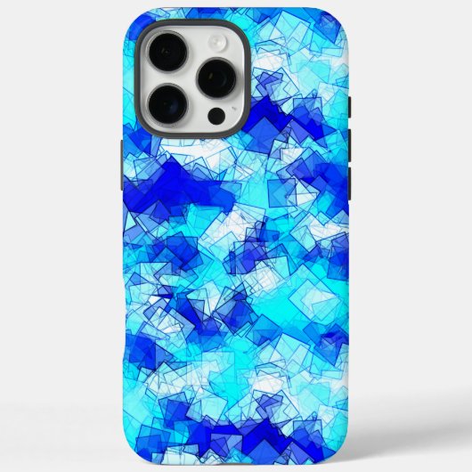 Icy Abstrakt Blue Overlapping Square Muster Case-Mate iPhone Hülle (Rückseite)