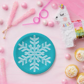 Icy Aqua Aquamarin Frozen Snowflake Winterweihnach Pappteller (Party)
