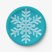 Icy Aqua Aquamarin Frozen Snowflake Winterweihnach Pappteller (Vorderseite)