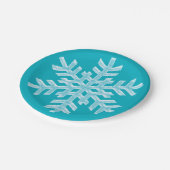 Icy Aqua Aquamarin Frozen Snowflake Winterweihnach Pappteller (Schrägansicht)