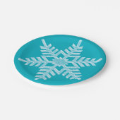 Icy Aqua Aquamarin Frozen Snowflake Winterweihnach Pappteller (Schrägansicht)