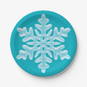 Icy Aqua Aquamarin Frozen Snowflake Winterweihnach Pappteller (Vorderseite)