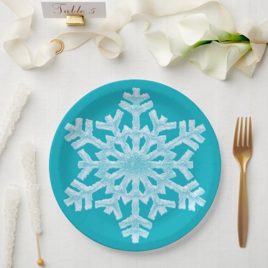 Icy Aqua Aquamarin Frozen Snowflake Winterweihnach Pappteller (Hochzeit)