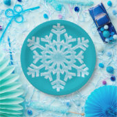 Icy Aqua Aquamarin Frozen Snowflake Winterweihnach Pappteller (Party)