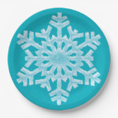 Icy Aqua Aquamarin Frozen Snowflake Winterweihnach Pappteller (Vorderseite)