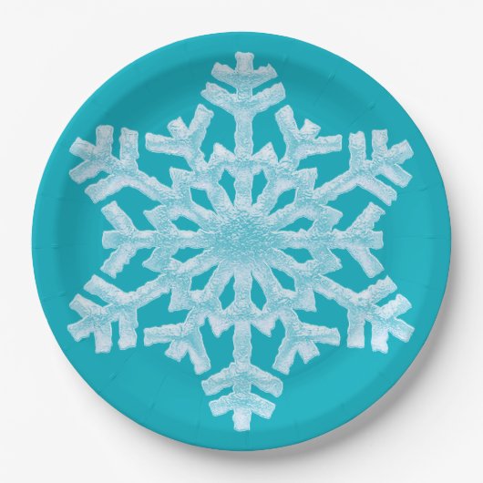 Icy Aqua Aquamarin Frozen Snowflake Winterweihnach Pappteller (Vorderseite)