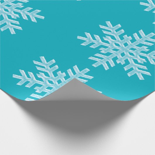 Icy Aqua Aquamarin Frozen Winterschneeflocken Weih Geschenkpapier (Ecke)