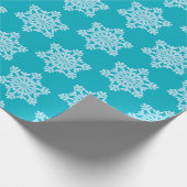 Icy Aqua Aquamarin Frozen Winterschneeflocken Weih Geschenkpapier (Ecke)