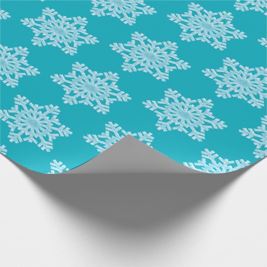 Icy Aqua Aquamarin Frozen Winterschneeflocken Weih Geschenkpapier (Ecke)