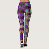 Icy Aqua Blue Groovy Abstrakt Retro AtomWaves Leggings (Rückseite)