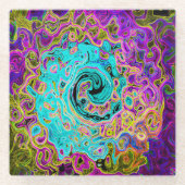 Icy Aqua Blue Groovy Abstrakt Retro Liquid Swirl Glasuntersetzer (Vorderseite)