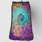 Icy Aqua Blue Groovy Abstrakt Retro Liquid Swirl Golf Headcover (Rotieren 90)