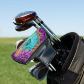 Icy Aqua Blue Groovy Abstrakt Retro Liquid Swirl Golf Headcover (In Situ)