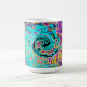Icy Aqua Blue Groovy Abstrakt Retro Liquid Swirl Kaffeetasse (Mittel)