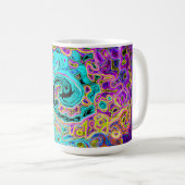 Icy Aqua Blue Groovy Abstrakt Retro Liquid Swirl Kaffeetasse (VorderseiteRechts)