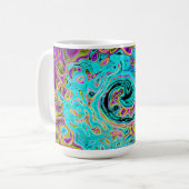 Icy Aqua Blue Groovy Abstrakt Retro Liquid Swirl Kaffeetasse (Vorderseite Links)