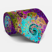Icy Aqua Blue Groovy Abstrakt Retro Liquid Swirl Krawatte (Gerollt)
