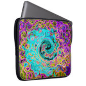 Icy Aqua Blue Groovy Abstrakt Retro Liquid Swirl Laptopschutzhülle (Vorne Rechts)