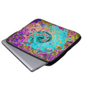 Icy Aqua Blue Groovy Abstrakt Retro Liquid Swirl Laptopschutzhülle (Vorne Knopf)