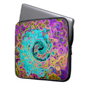 Icy Aqua Blue Groovy Abstrakt Retro Liquid Swirl Laptopschutzhülle (Vorderseite Links)