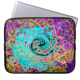 Icy Aqua Blue Groovy Abstrakt Retro Liquid Swirl Laptopschutzhülle