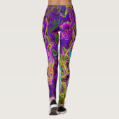 Icy Aqua Blue Groovy Abstrakt Retro Liquid Swirl Leggings (Rückseite)