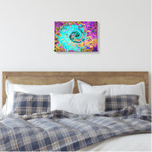 Icy Aqua Blue Groovy Abstrakt Retro Liquid Swirl Leinwanddruck (Insitu (Schlafzimmer))
