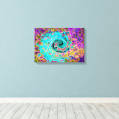 Icy Aqua Blue Groovy Abstrakt Retro Liquid Swirl Leinwanddruck (Insitu (Holzboden))