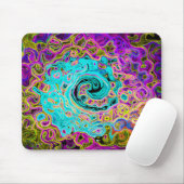 Icy Aqua Blue Groovy Abstrakt Retro Liquid Swirl Mousepad (Mit Mouse)