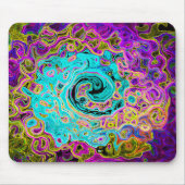 Icy Aqua Blue Groovy Abstrakt Retro Liquid Swirl Mousepad (Vorne)