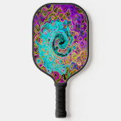 Icy Aqua Blue Groovy Abstrakt Retro Liquid Swirl Pickleball Schläger (Vorderseite)