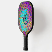 Icy Aqua Blue Groovy Abstrakt Retro Liquid Swirl Pickleball Schläger (Links)