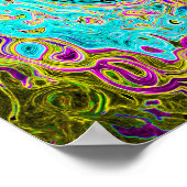 Icy Aqua Blue Groovy Abstrakt Retro Liquid Swirl Poster (Ecke)