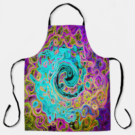Icy Aqua Blue Groovy Abstrakt Retro Liquid Swirl Schürze