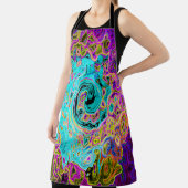 Icy Aqua Blue Groovy Abstrakt Retro Liquid Swirl Schürze (InSitu)