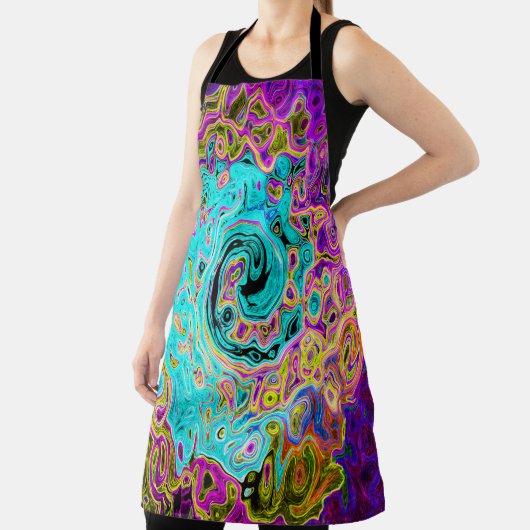 Icy Aqua Blue Groovy Abstrakt Retro Liquid Swirl Schürze (InSitu)