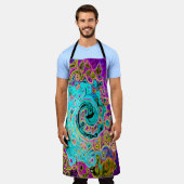 Icy Aqua Blue Groovy Abstrakt Retro Liquid Swirl Schürze (Getragen)
