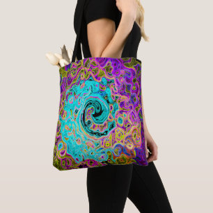 Icy Aqua Blue Groovy Abstrakt Retro Liquid Swirl Tasche