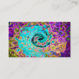 Icy Aqua Blue Groovy Abstrakt Retro Liquid Swirl Visitenkarte