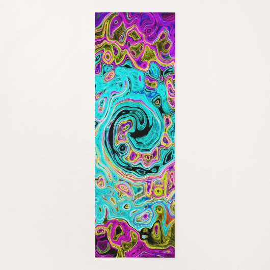 Icy Aqua Blue Groovy Abstrakt Retro Liquid Swirl Yogamatte (Vorderseite)