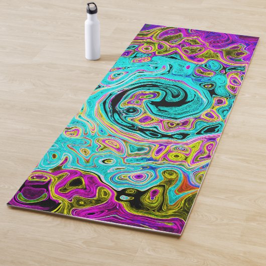 Icy Aqua Blue Groovy Abstrakt Retro Liquid Swirl Yogamatte (Beispiel)